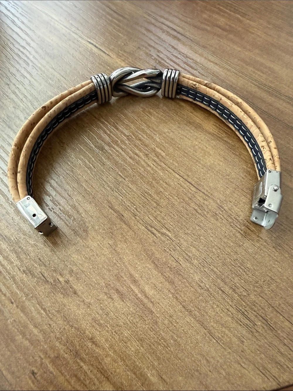Men's Beige and Black Knot Cork Bracelet. Made in Portugal.